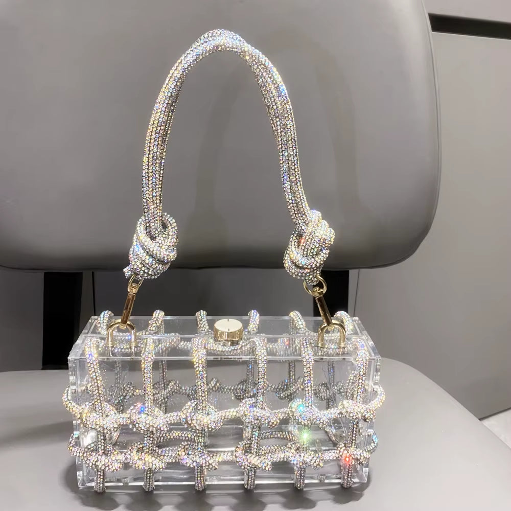 Rhinestone rope handle bag