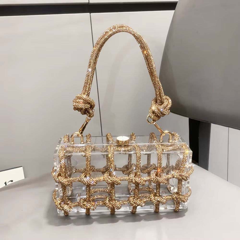 Rhinestone rope handle bag