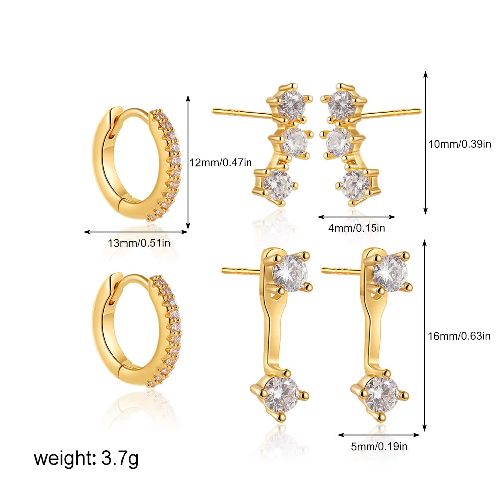 3 Pair Stackable Earring Set