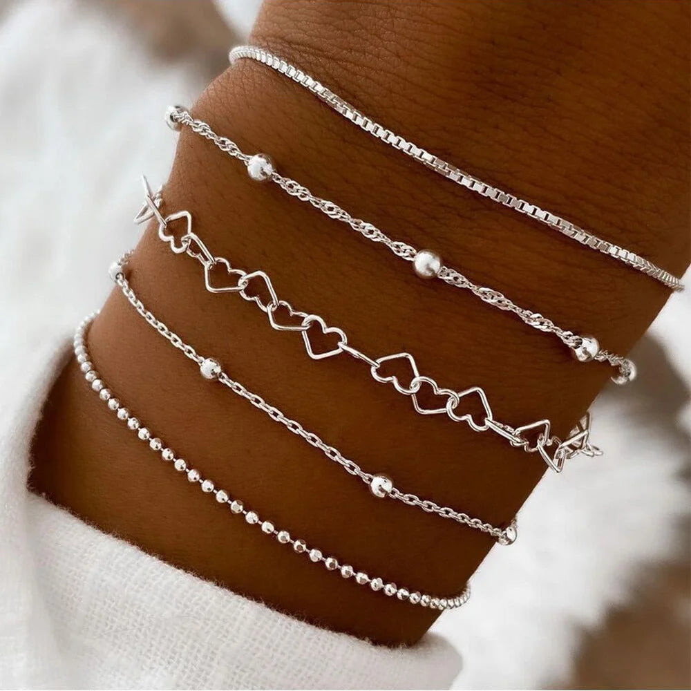 5Pcs Elegant Multilayer Bracelet Set