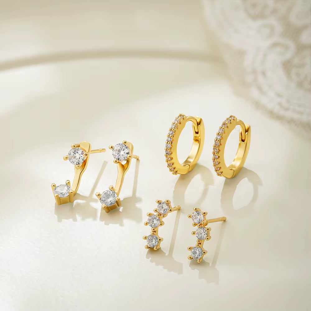 3 Pair Stackable Earring Set