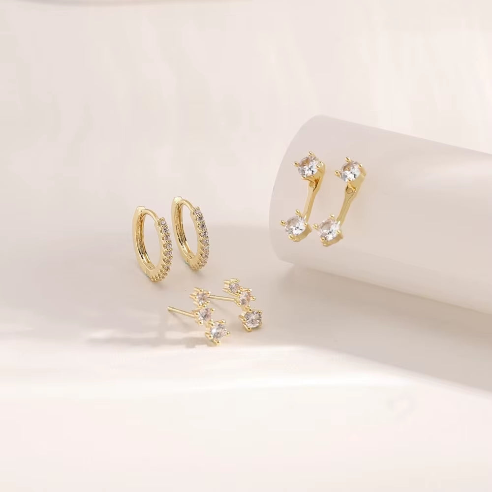 3 Pair Stackable Earring Set