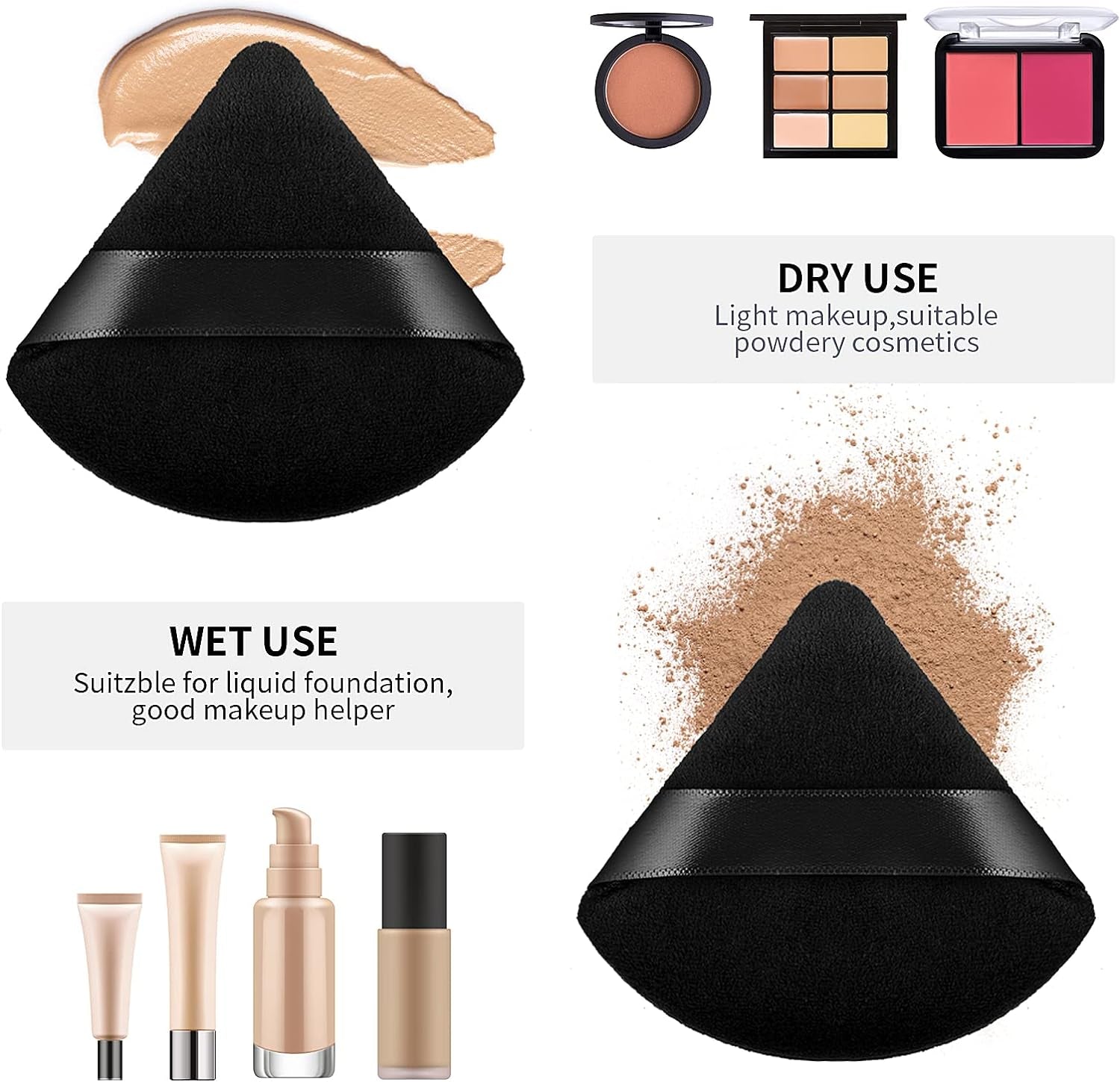 Triangle Cosmetic Powder Puffs (2 pcs)