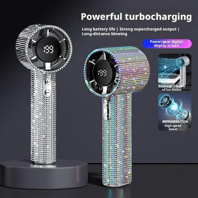 Portable and Rechargeable Blinged Out Handheld Fan
