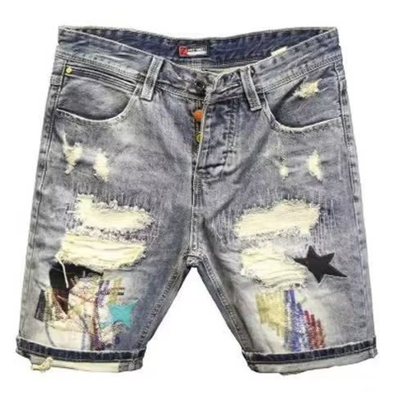 Slim Ripped Denim Shorts 
