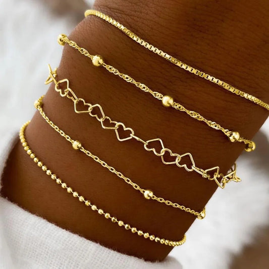 5Pcs Elegant Multilayer Bracelet Set  