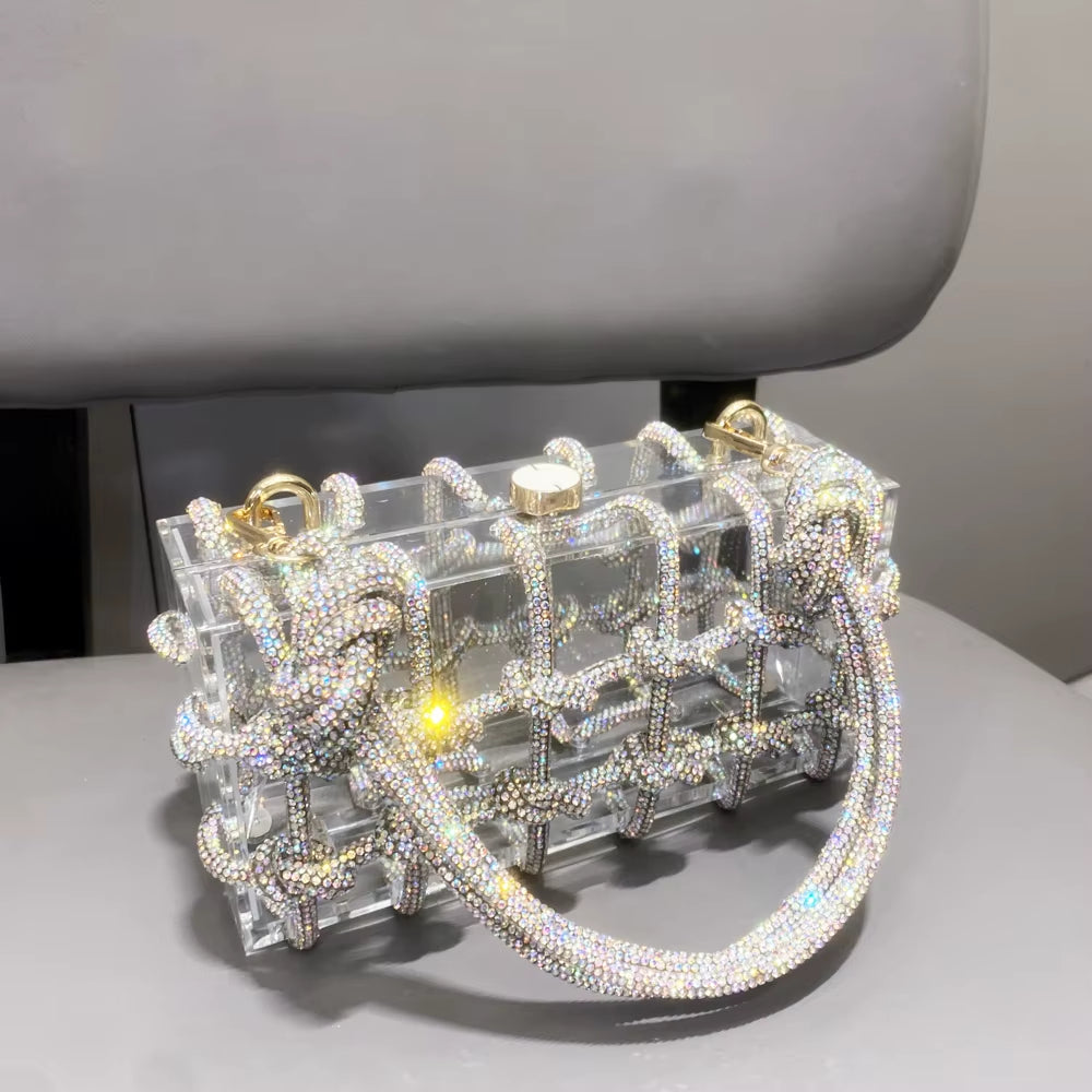 Rhinestone rope handle bag 