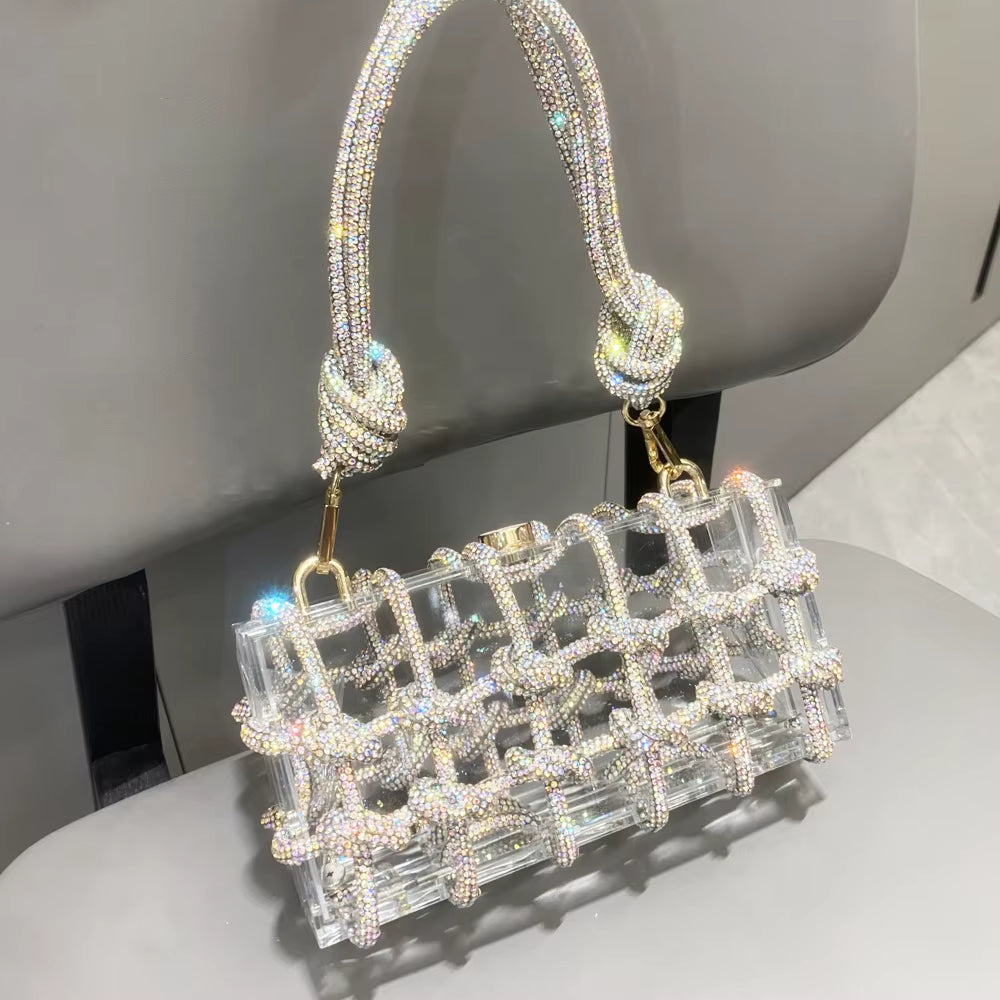 Rhinestone rope handle bag 