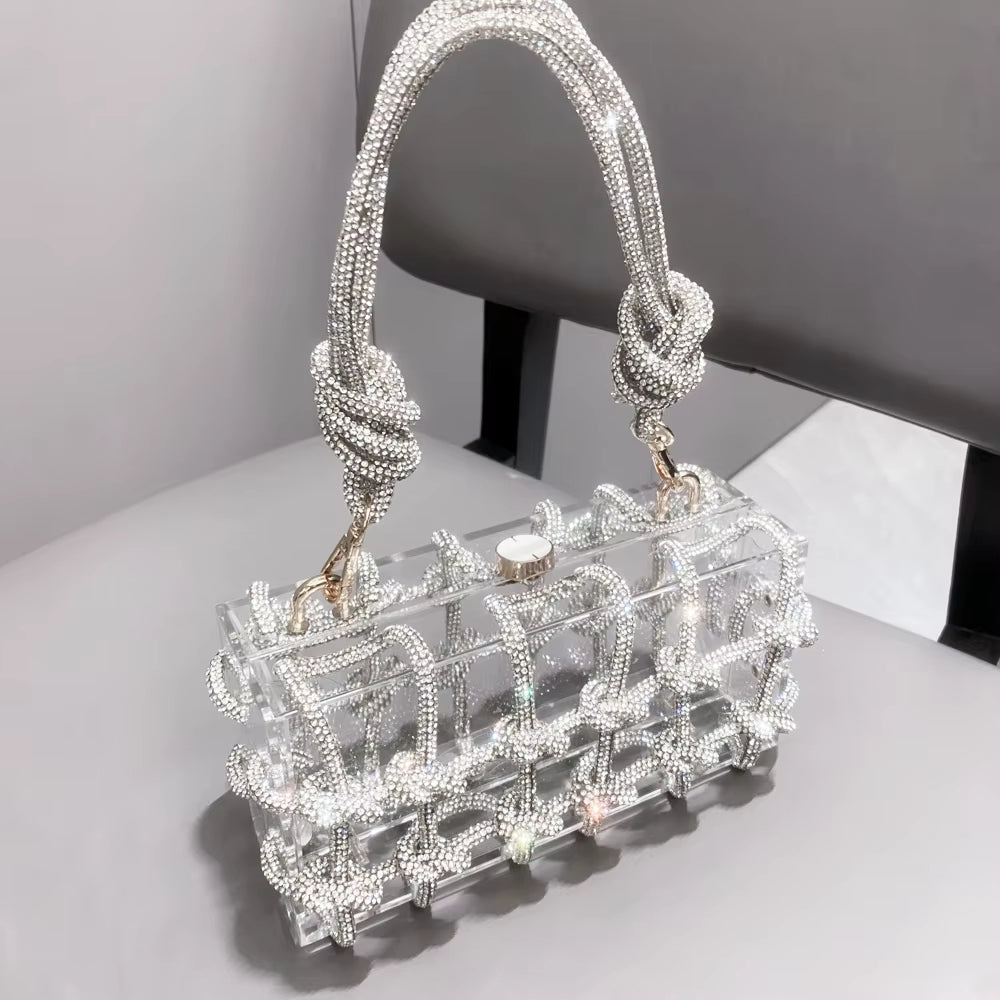 Rhinestone rope handle bag 